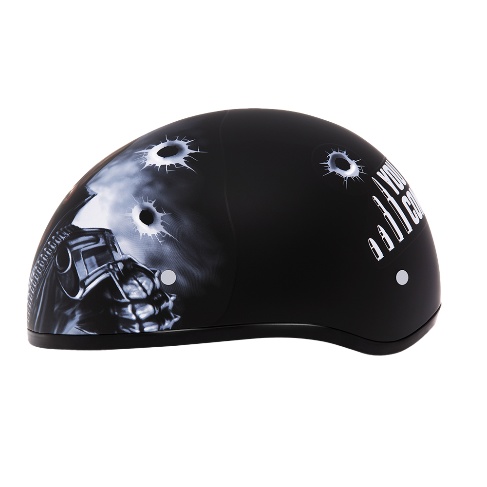 didact motorcycle helmet Daytona Motorcycle Half Face Helmet - Skull Cap Graphics - Come Get 'Em