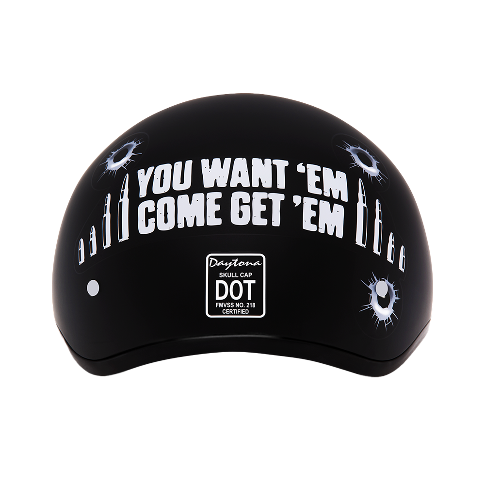 daytona helmets motorcycle half helmet Daytona Motorcycle Half Face Helmet - Skull Cap Graphics - Come Get 'Em