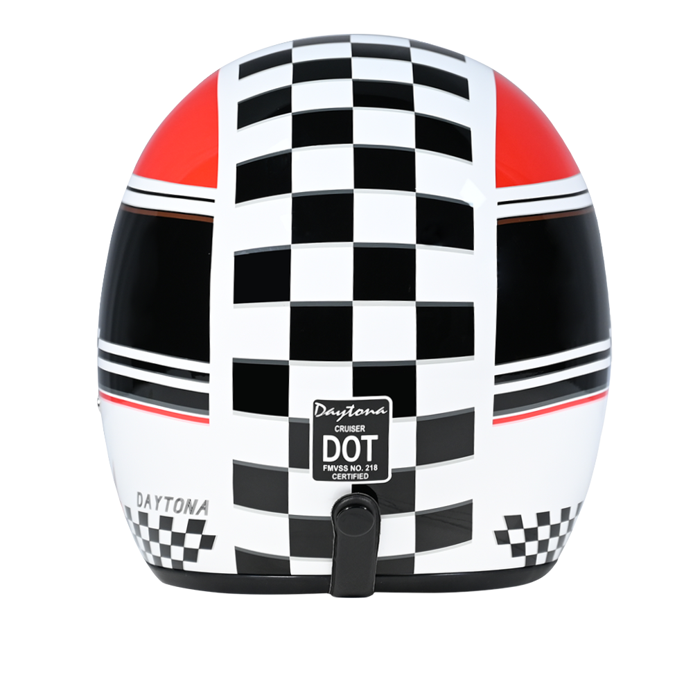 checkered motorcycle helmet Daytona Cruiser Classic Open Face Motorcycle Helmet, S