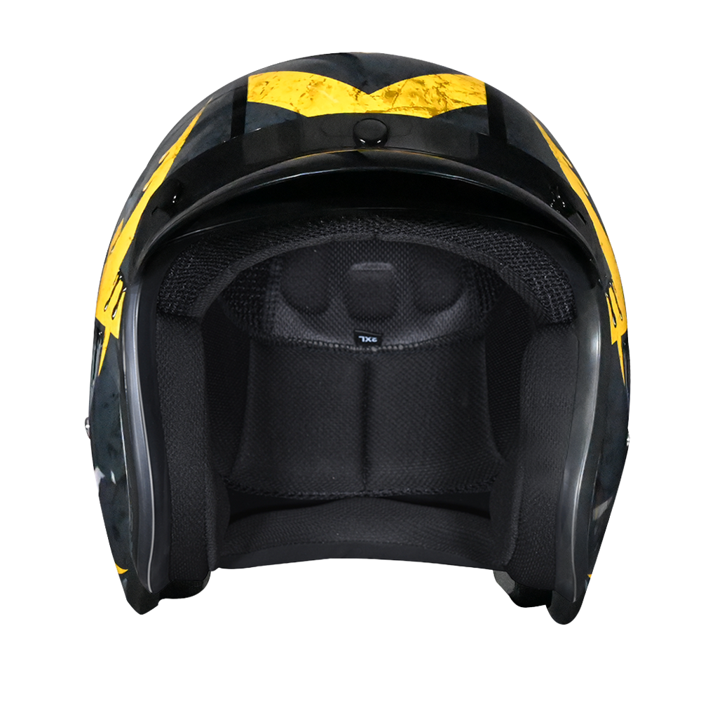 full face black and yellow motorcycle helmet Daytona Cruiser Open Face Motorcycle Helmet - Visor & Graphics - W/ Toxic