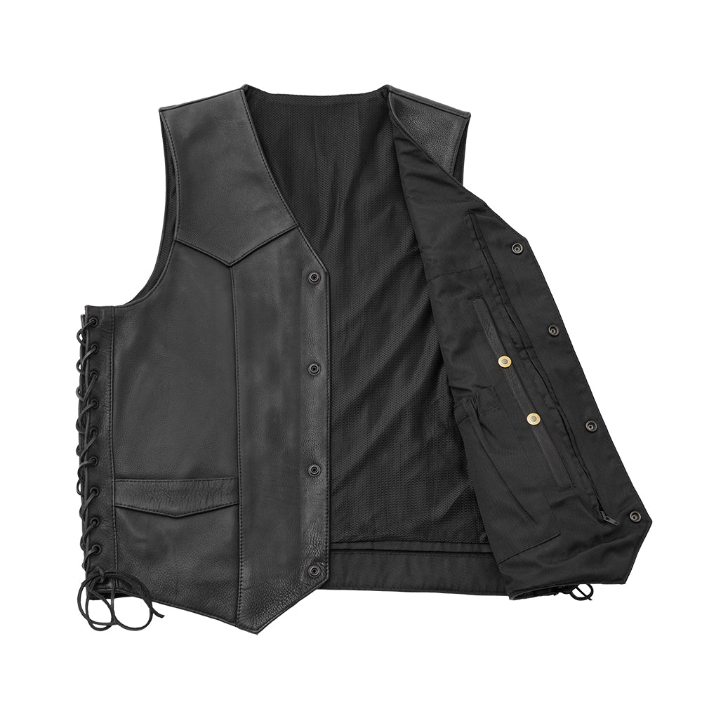 Deadwood Men's Motorcycle Western Style Leather Vest Men's Western Vest First Manufacturing Company   