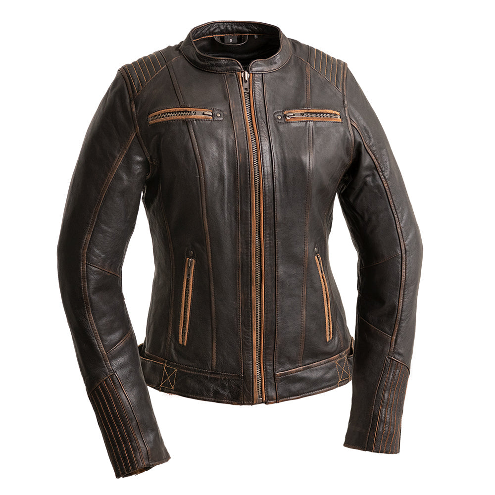 Electra - Women's Leather Motorcycle Jacket Women's Leather Jacket First Manufacturing Company XS  