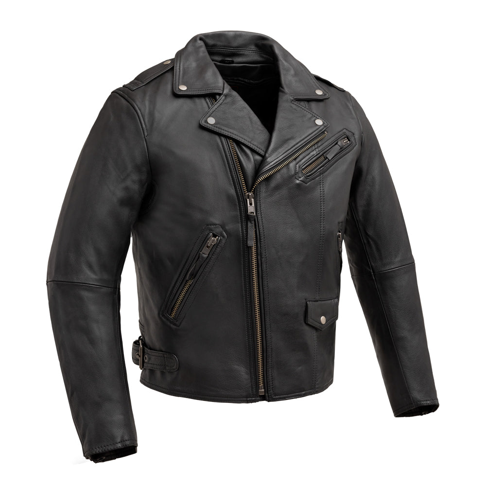 Enforcer Men's Motorcycle Leather Jacket Men's Leather Jacket First Manufacturing Company S Black 