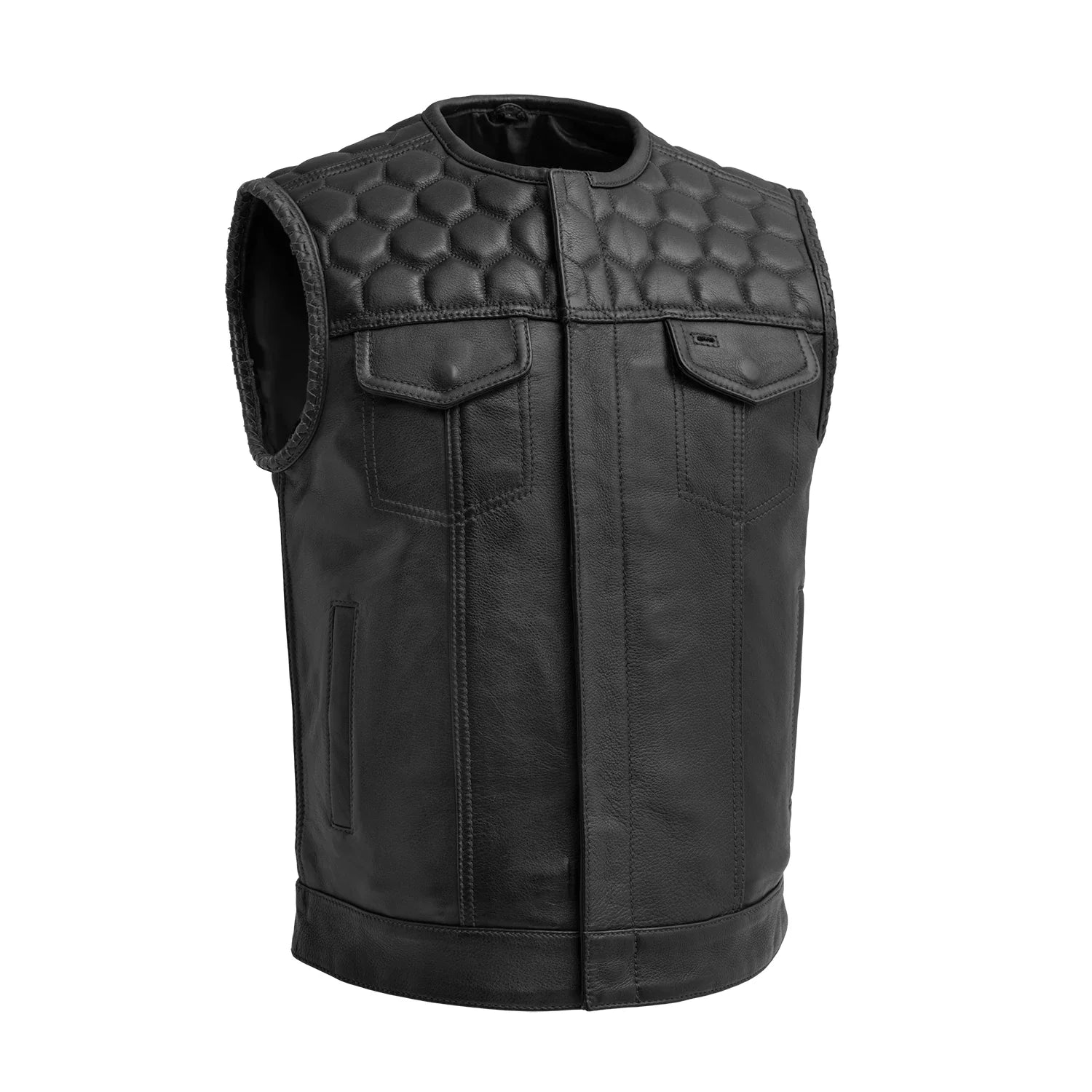 Hornet Men's Club Style Leather Vest Men's Leather Vest First Manufacturing Company Black S 