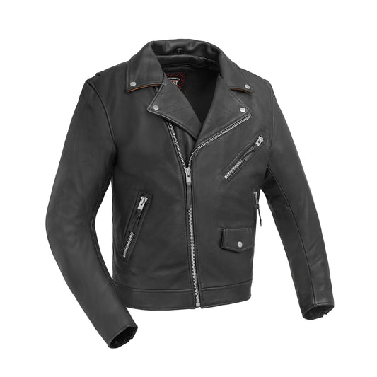 Arnold Men's Motorcycle Leather Jacket Men's Leather Jacket First Manufacturing Company Black Cognac S 