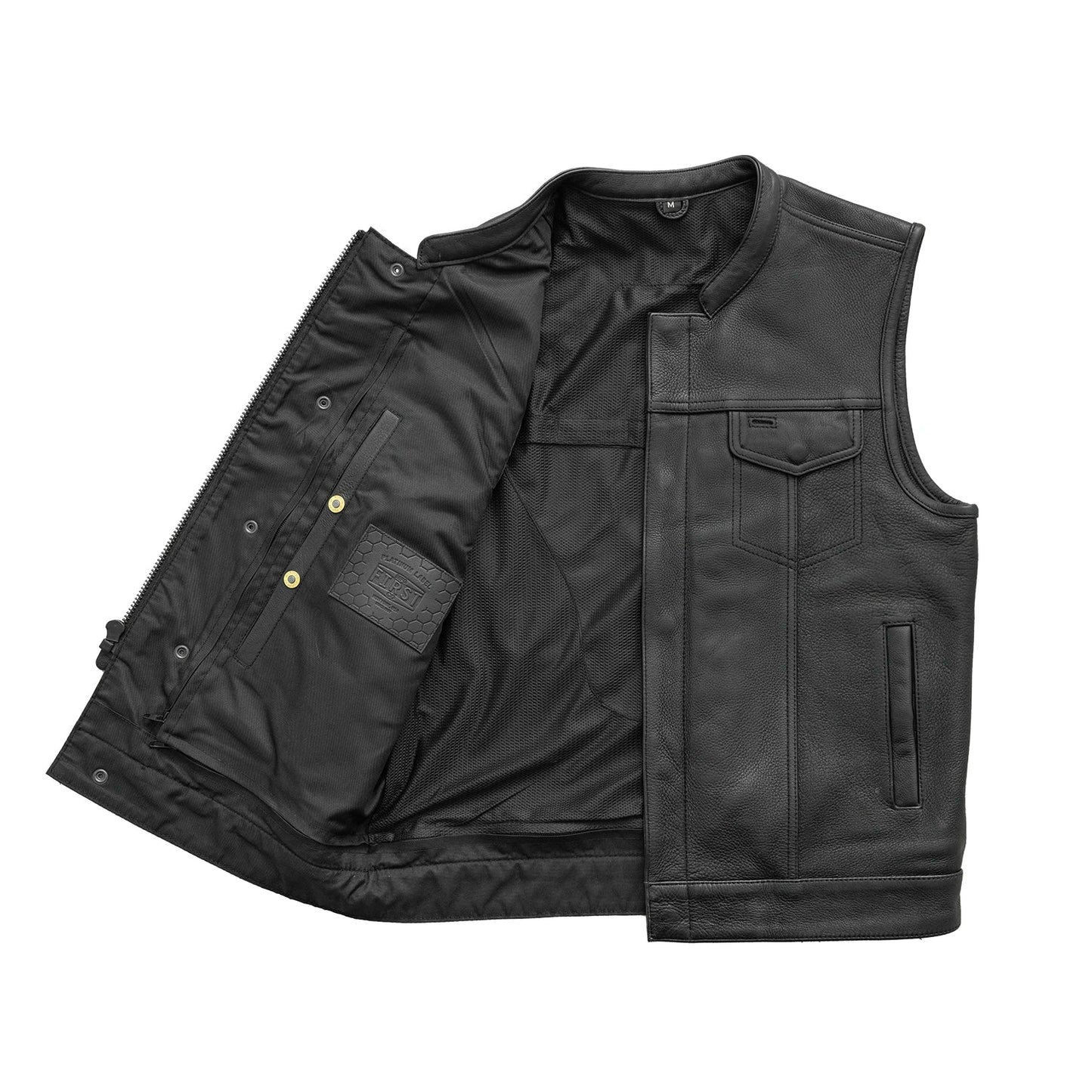 Hotshot Men's Motorcycle Leather Vest Men's Leather Vest First Manufacturing Company   