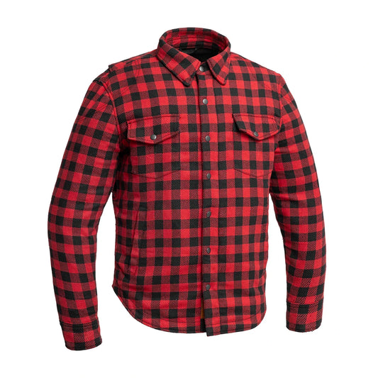 Canvas Moto Flannel Men's Shirt First Manufacturing Company Black Red S 