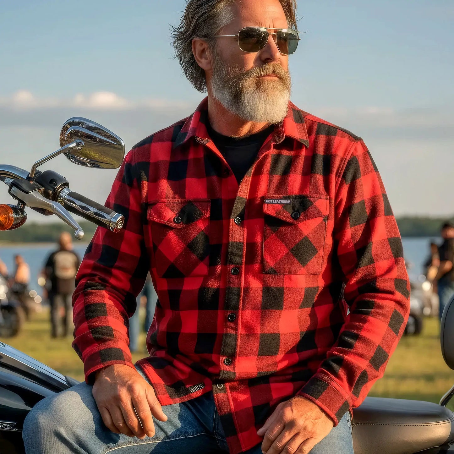 Hot Leathers Men's 'Backroad Saints' Black/Red Cotton Flannel Shirt - Button Front - Riding/Casual/ Work Wear - FLM2002