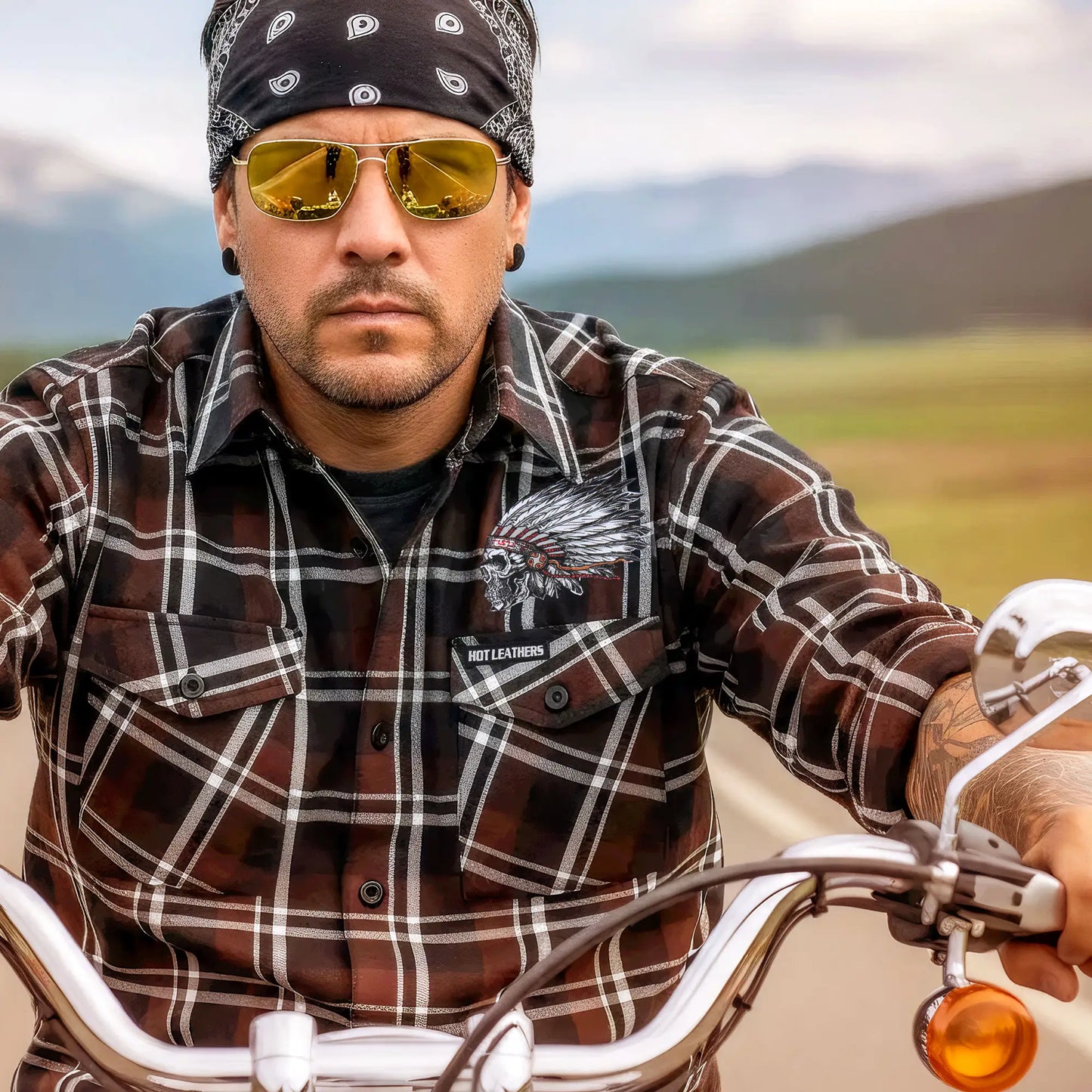Hot Leathers FLM2109 Men's 'Headdress' Flannel Long Sleeve Shirt