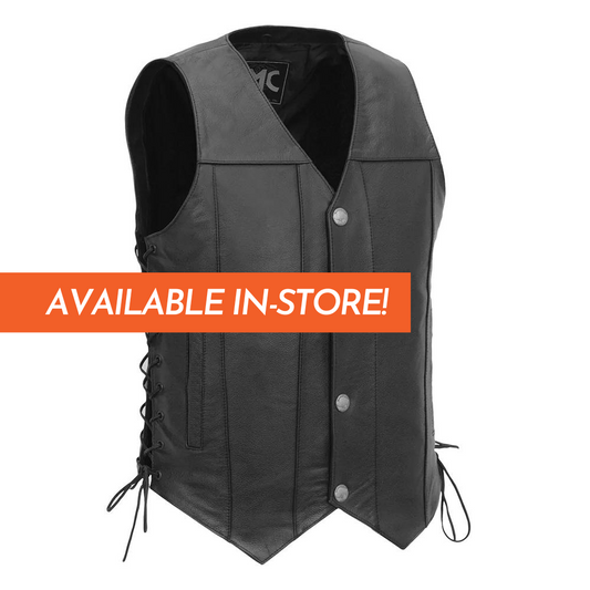 Gun Slinger Men's Motorcycle Western Style Leather Vest - Extreme Biker Leather