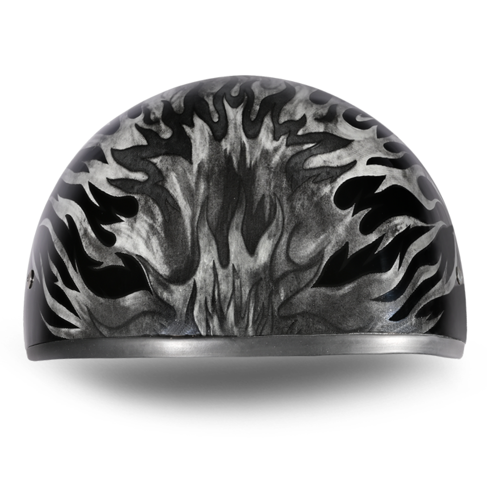 Daytona Motorcycle Half Face Helmet - Skull Cap Graphics - Ignite Grey Daytona Motorcycle Half Face Helmet - Skull Cap Graphics - Ignite Grey