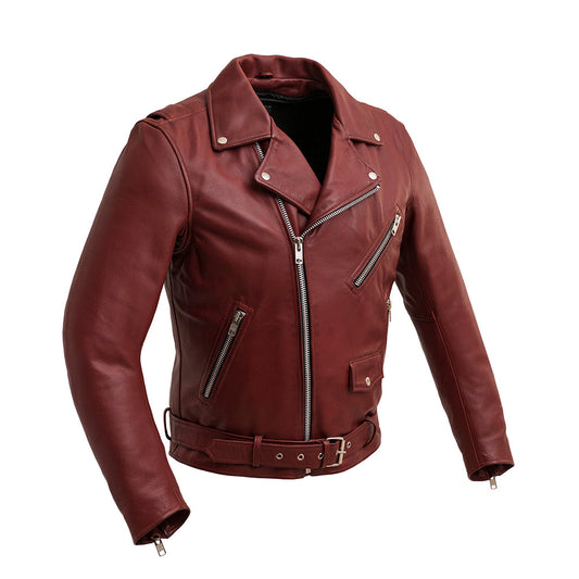 Fillmore Men's Motorcycle Leather Jacket - Oxblood Men's Leather Jacket First Manufacturing Company XS Oxblood 