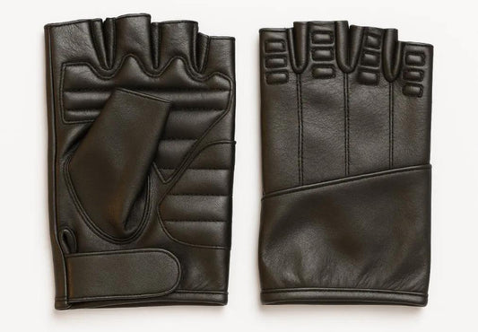 Mens Fingerless Leather Gloves