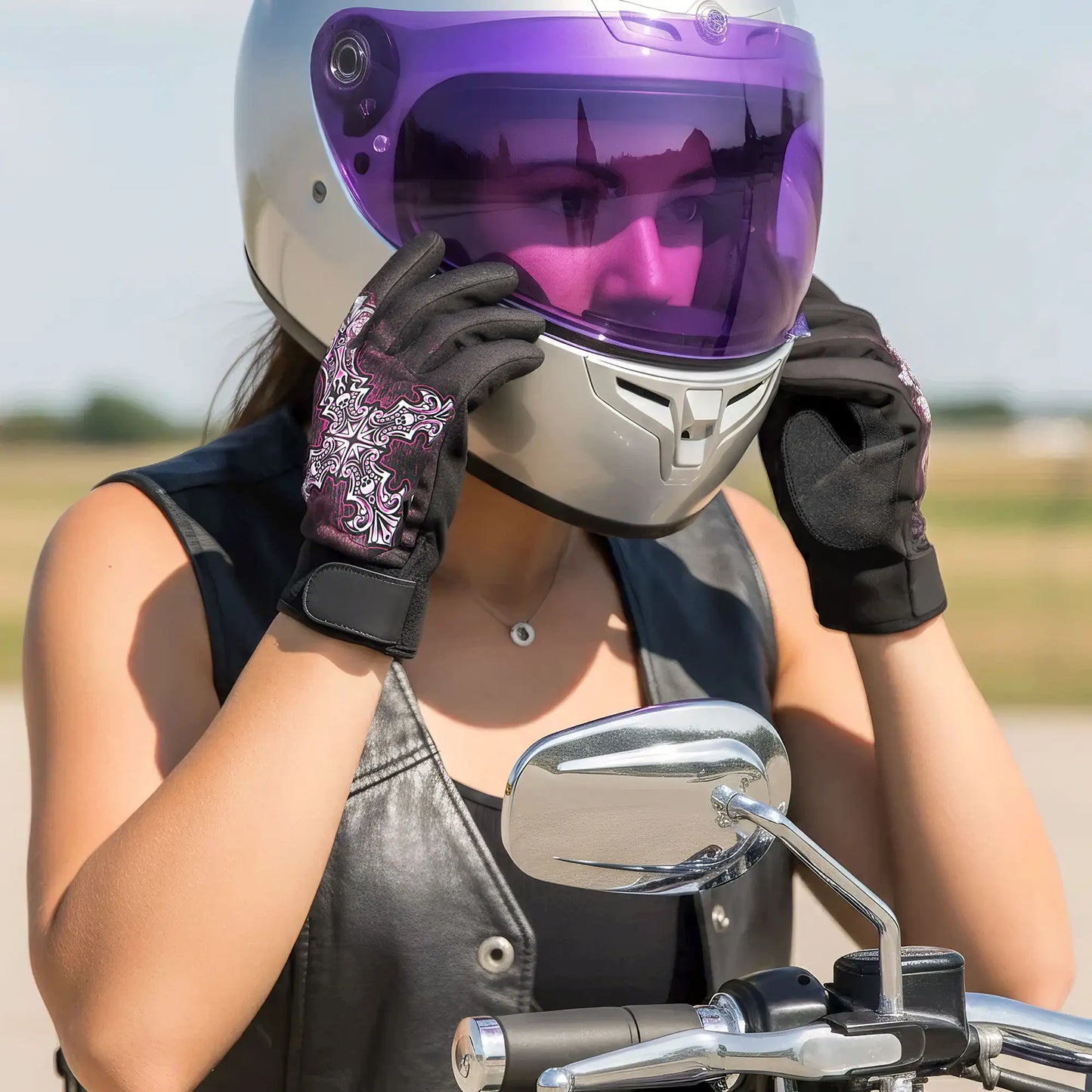 Hot Leathers GVL3001 Ladies 'Sublimated' Textile Mechanic Gloves