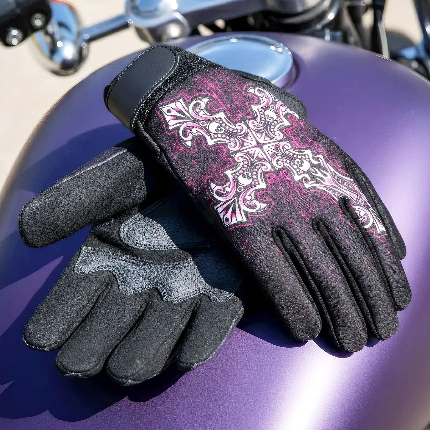 Hot Leathers GVL3001 Ladies 'Sublimated' Textile Mechanic Gloves