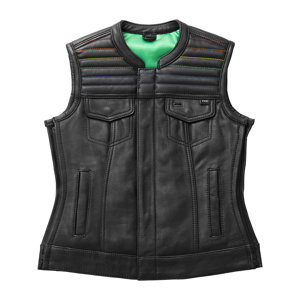Garland Women's Club Style Motorcycle Leather Vest - Limited Edition Factory Customs First Manufacturing Company XS  