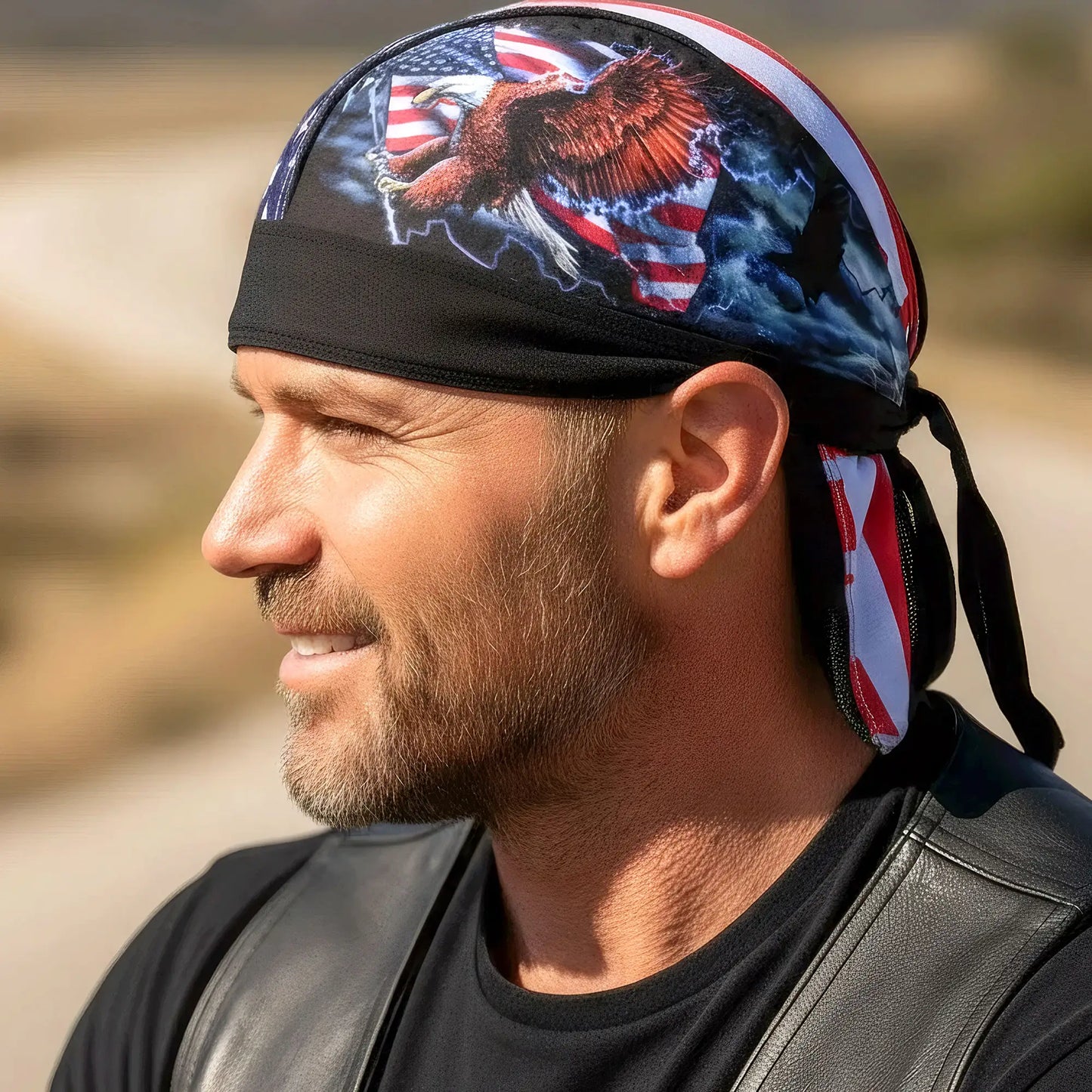 Hot Leathers Flag and Eagle Light Weight Headwrap HWH1017