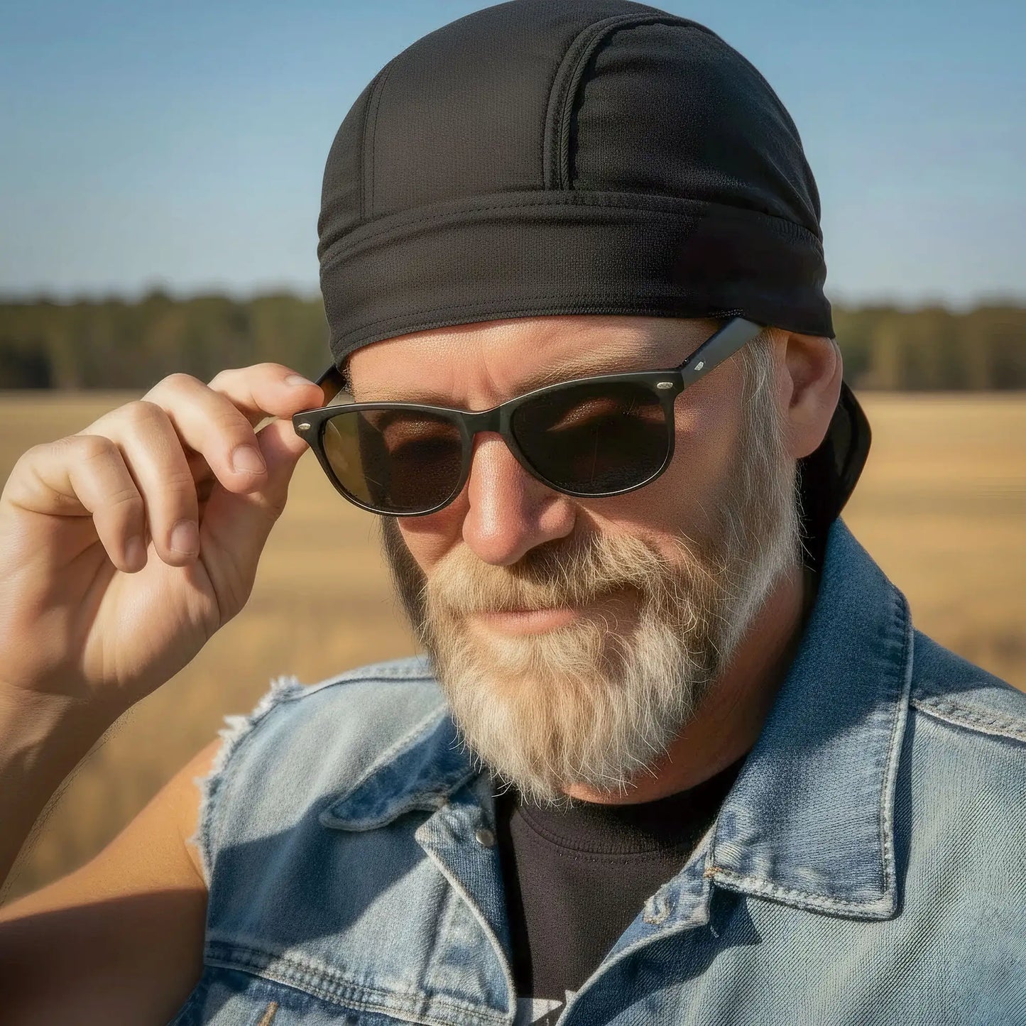 Hot Leathers Classic Black Premium Lightweight Headwrap HWH1064