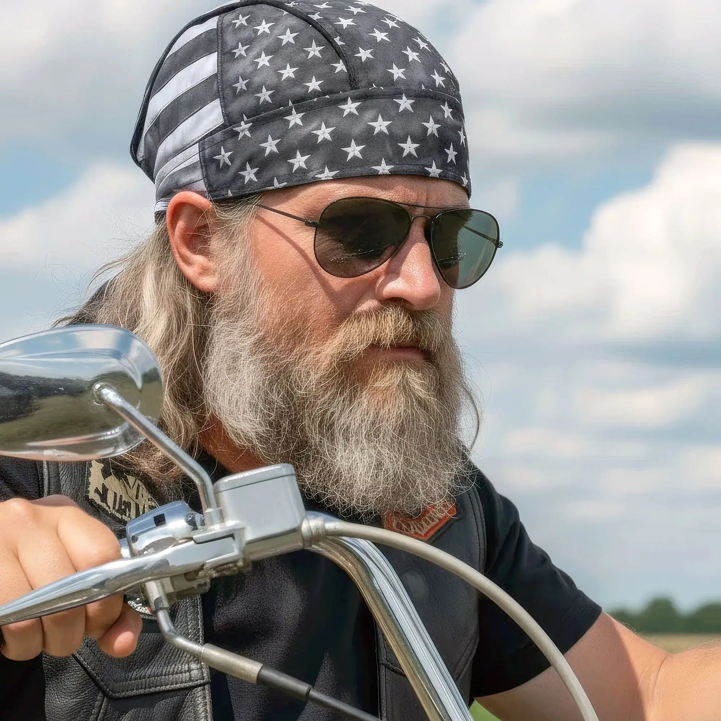 Hot Leathers Gray Flag Vintage Style Lightweight Headwrap HWH1092