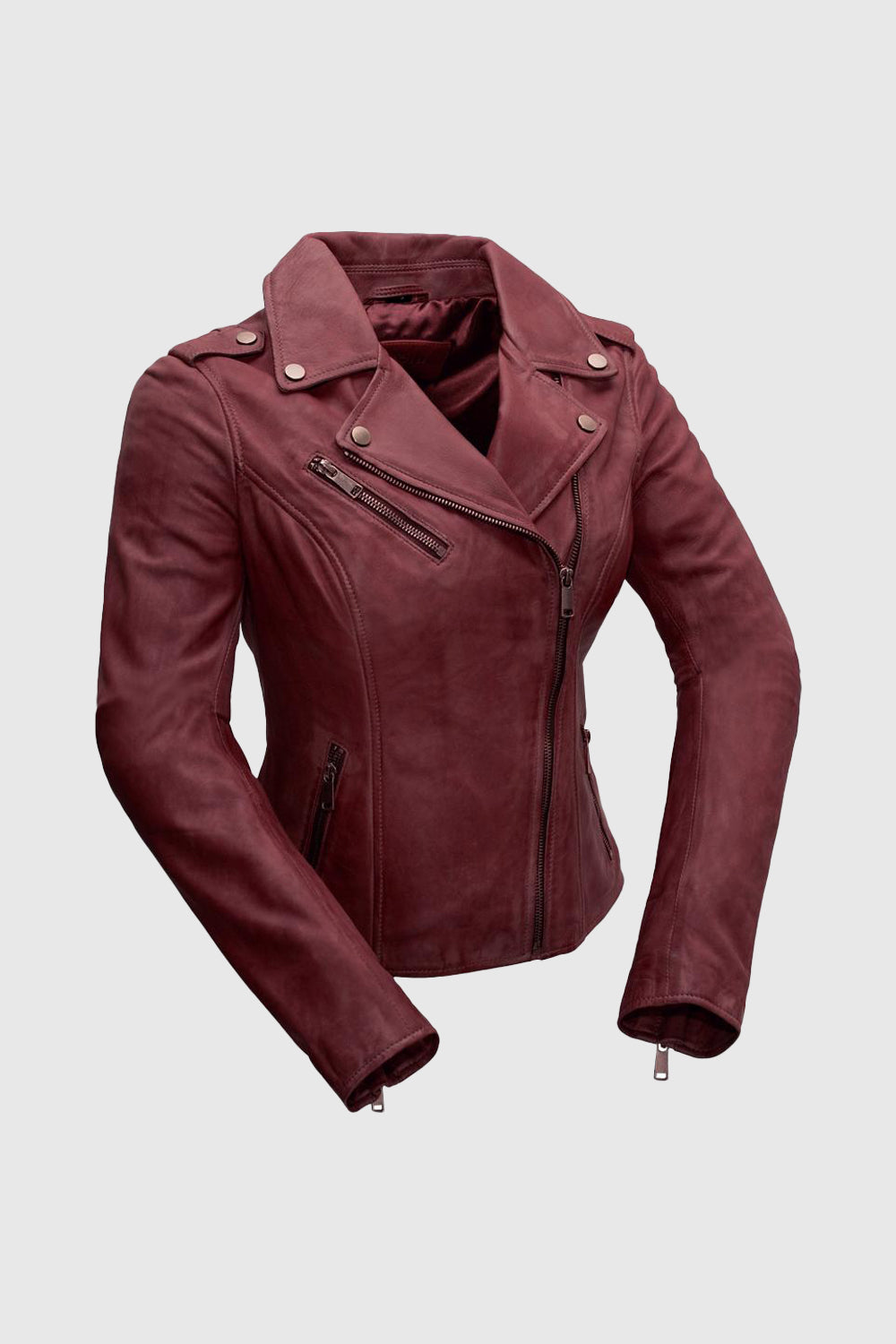 Harper Womens Moto Leather Jacket (Oxblood) Women's Leather Jacket Whet Blu NYC XS OXBLOOD 