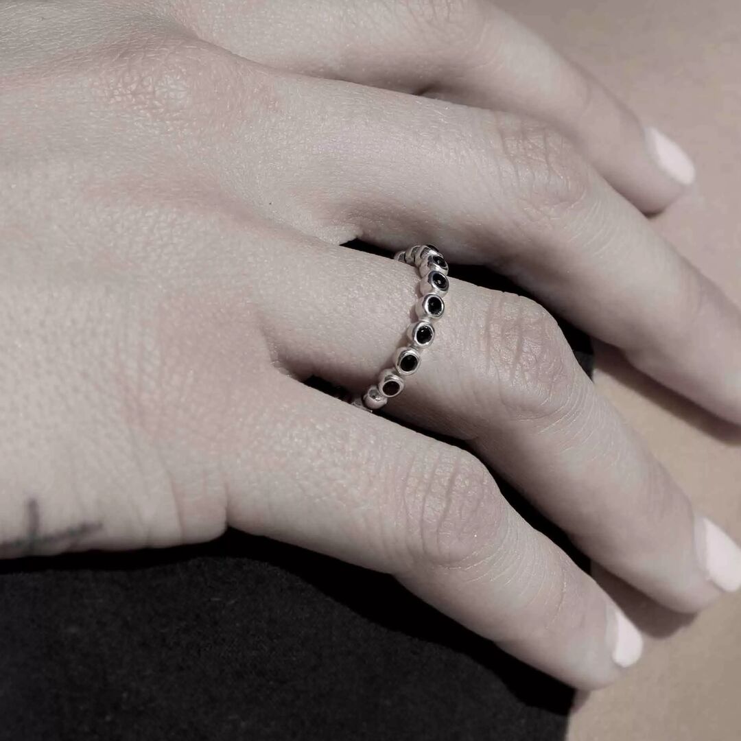 Women's Beaded Stone Stacking Ring