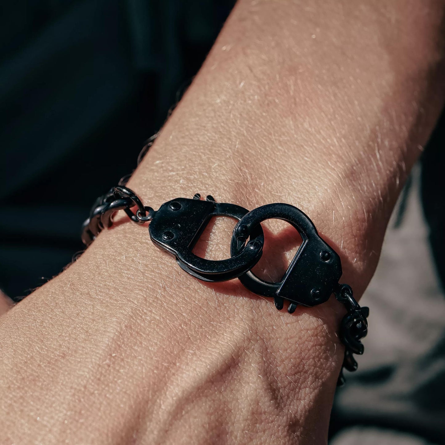 Stainless Steel Or Black Handcuff Bracelet