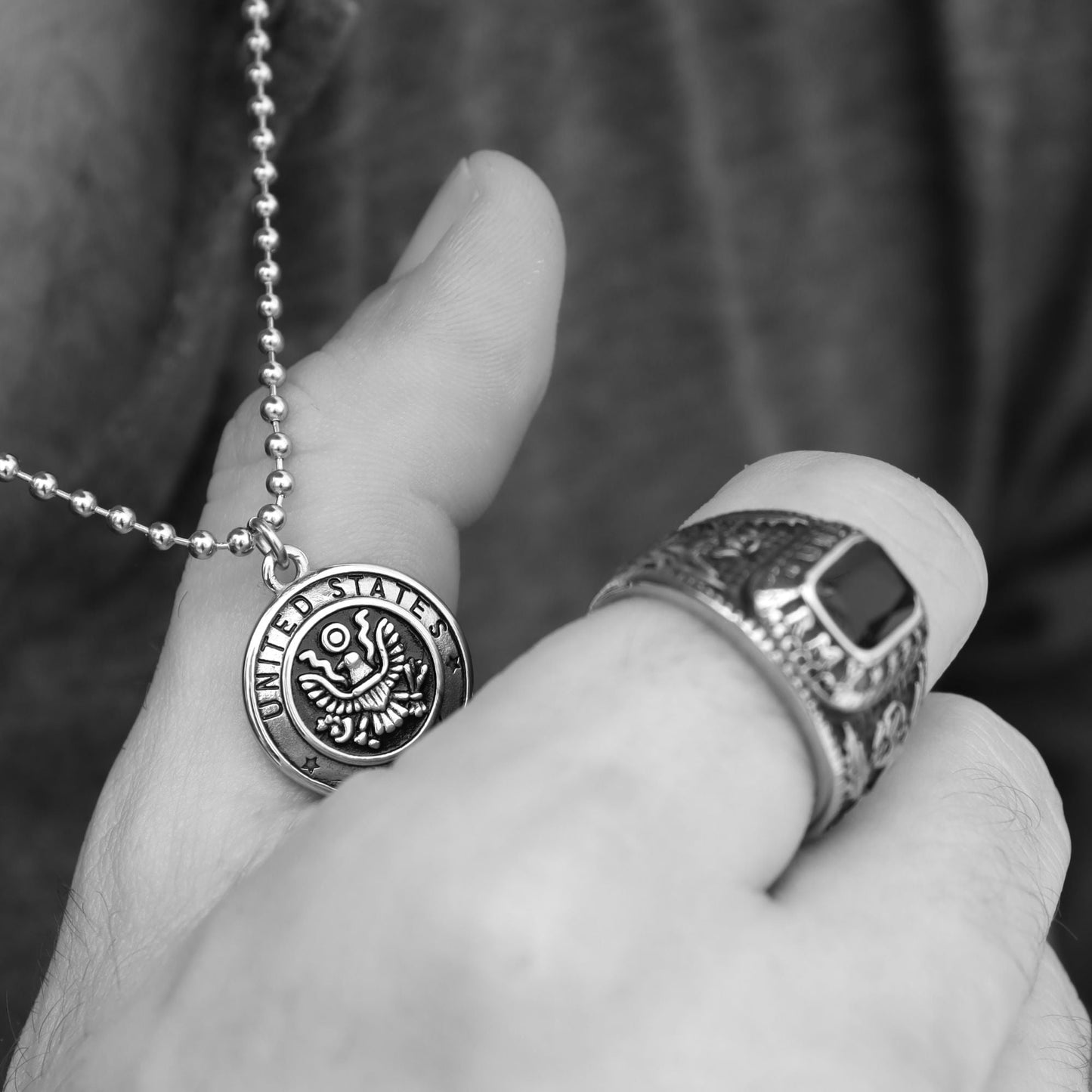 United States Army Stainless Steel Polished Pendant with Ball Chain