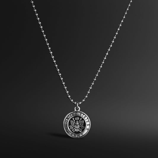 United States Army Stainless Steel Polished Pendant with Ball Chain