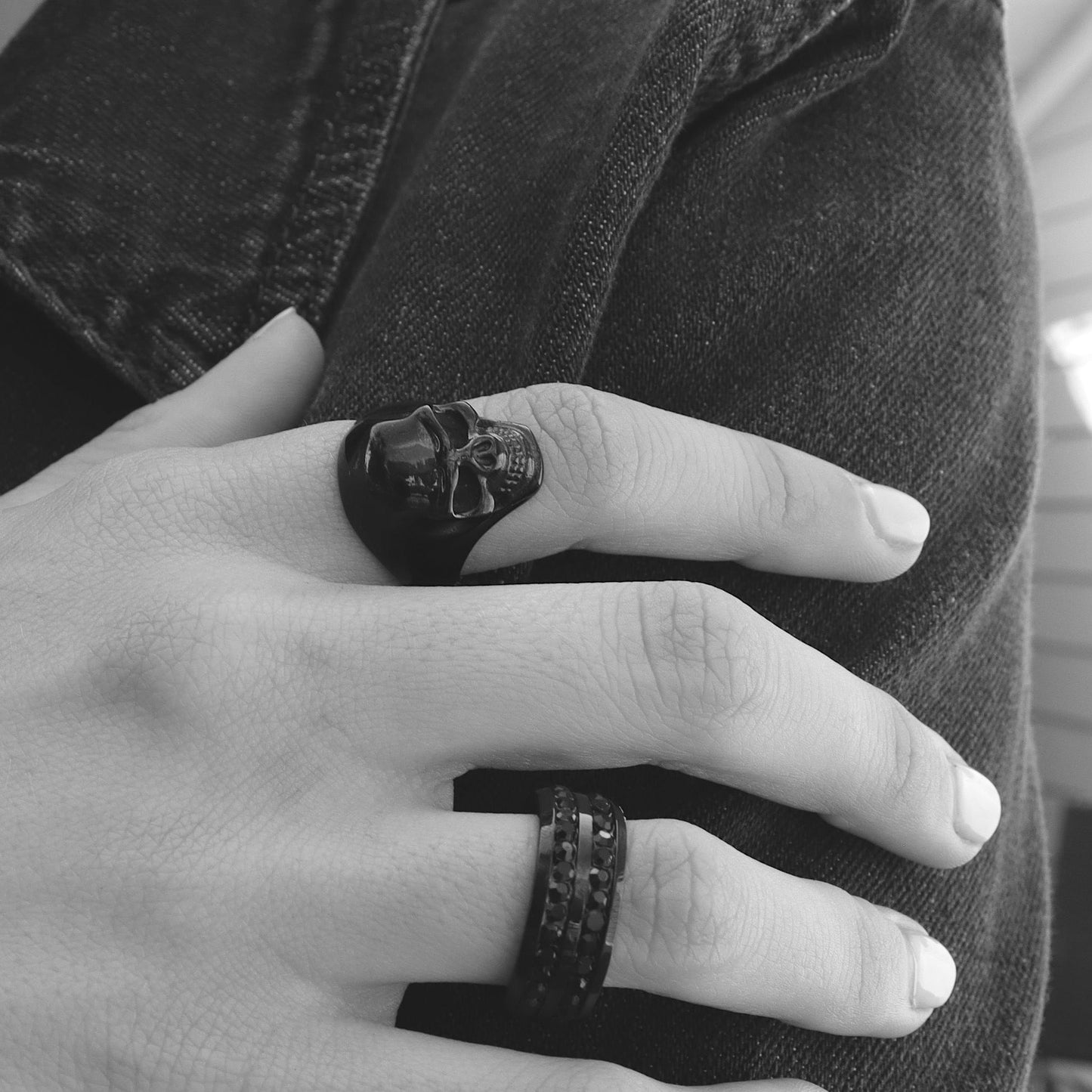 Women's Black Stone Ring Band