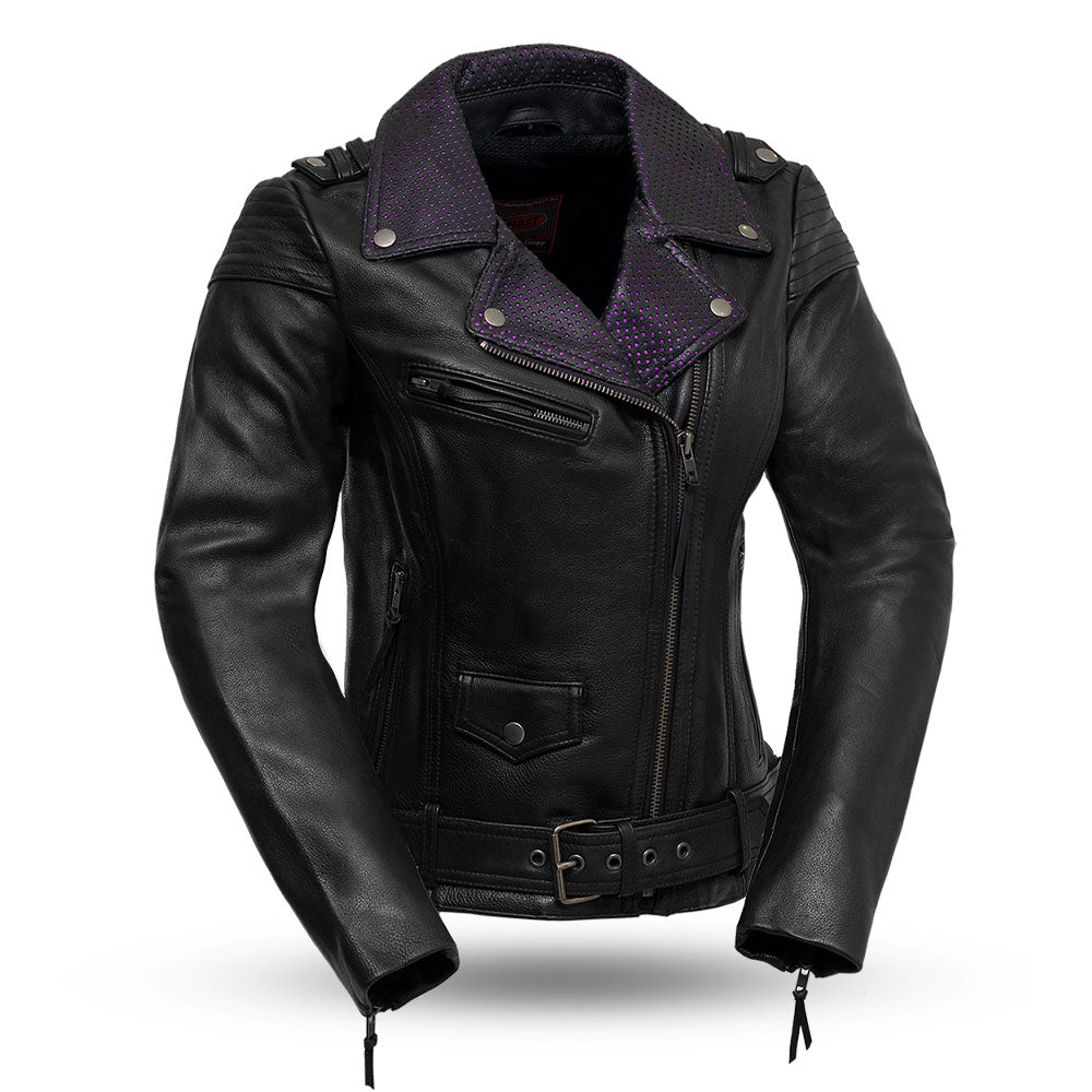Iris - Women's Motorcycle Leather Jacket Women's Leather Jacket First Manufacturing Company XS Black 