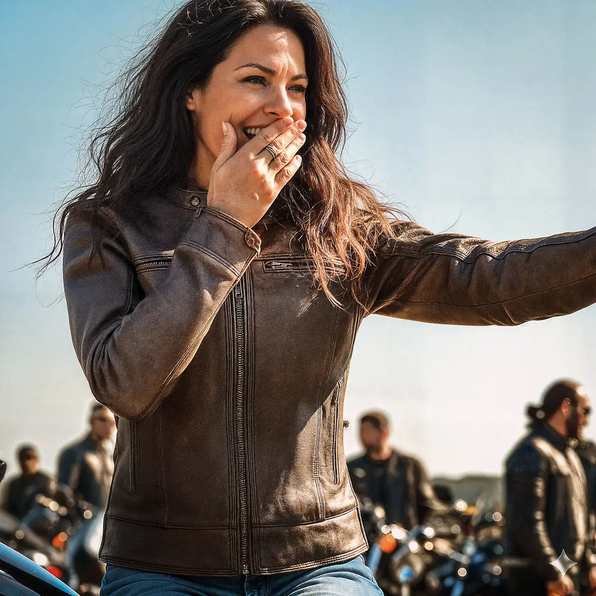 Hot Leathers JKL1024 Ladies Distressed Brown Motorcycle Leather Biker Jacket with  Concealed carry Pockets