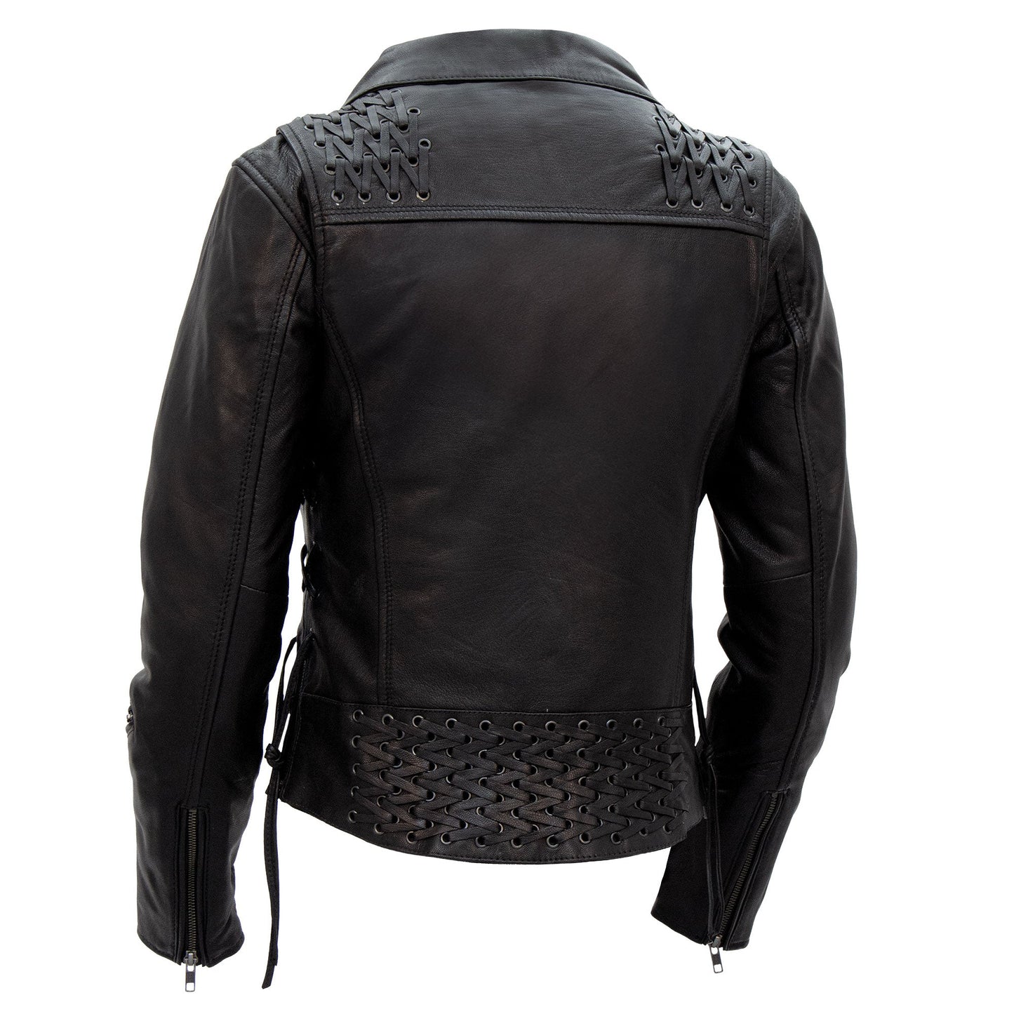 Hot Leathers JKL1027 Ladies Black Lace Detail Carry Conceal Leather Motorcycle Biker Jacket