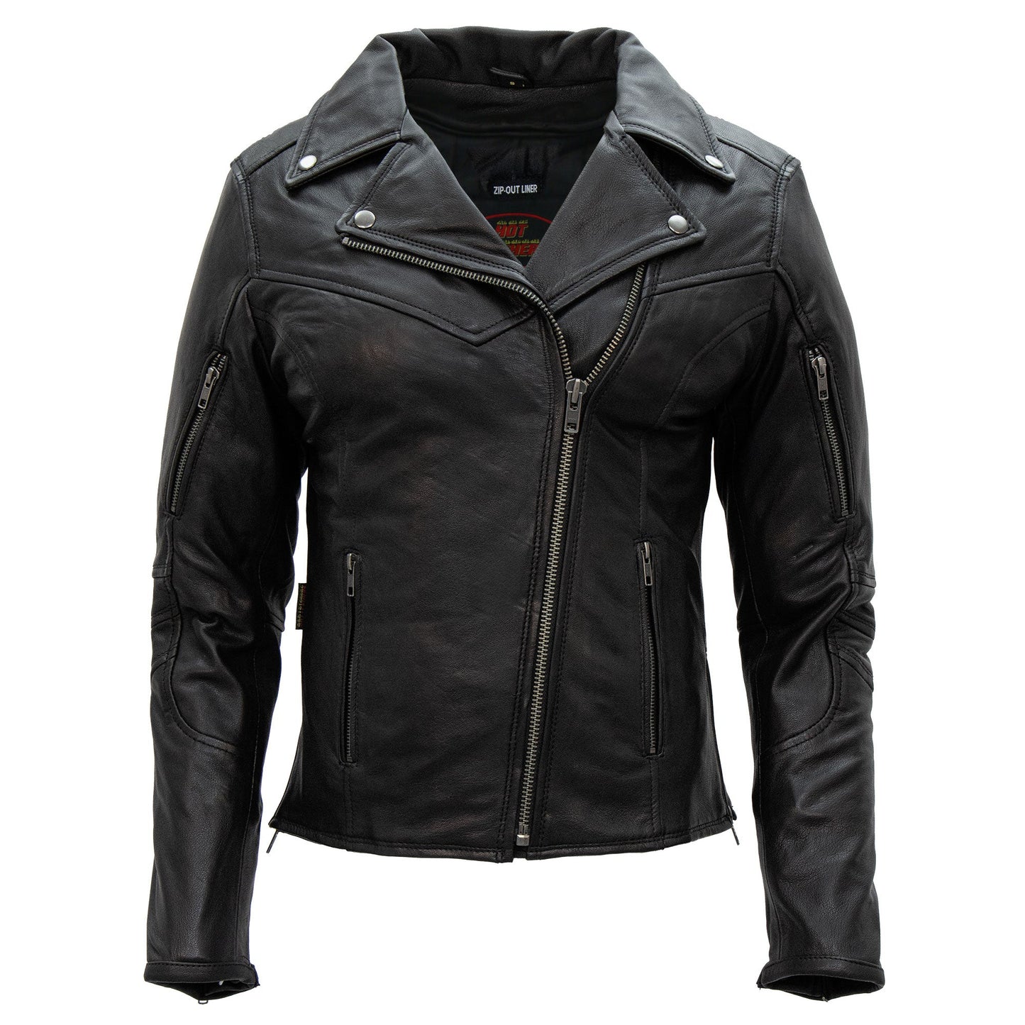 Hot Leathers JKL1029 Ladies Leather Motorcycle Concealed carry Biker Jacket with Vents and Side Zippers