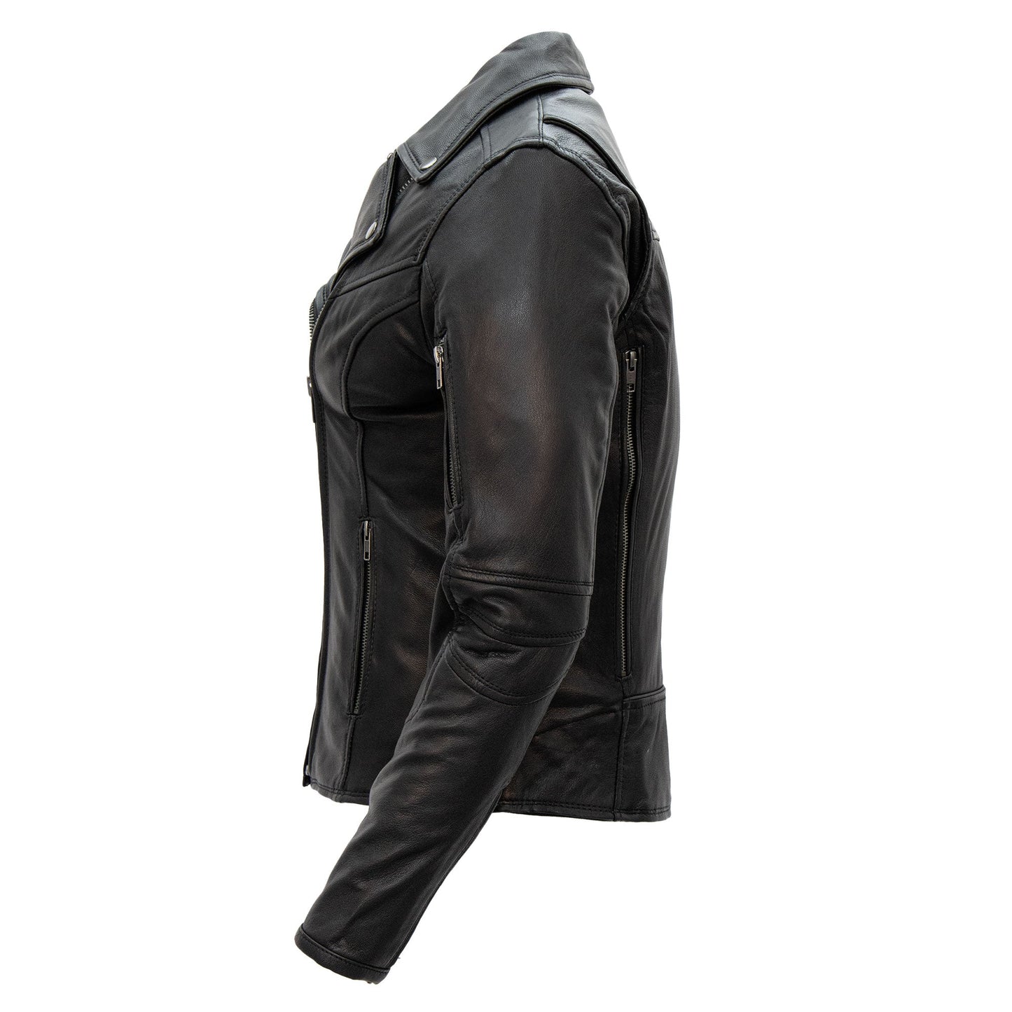 Hot Leathers JKL1029 Ladies Leather Motorcycle Concealed carry Biker Jacket with Vents and Side Zippers