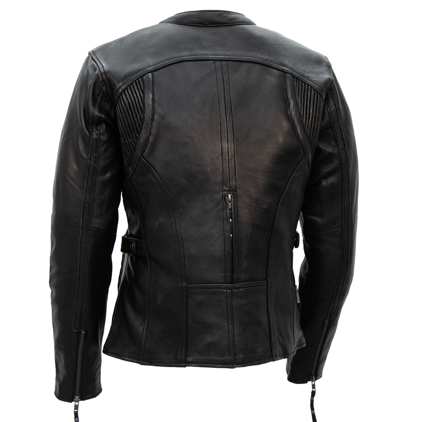 Hot Leathers JKL1032 Ladies Motorcycle Black Leather Biker Jacket with Vented Side Snaps