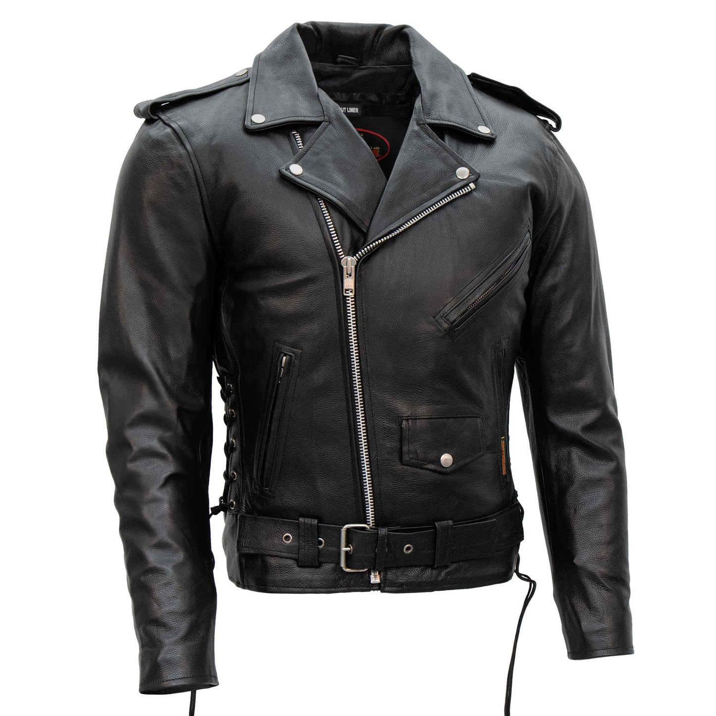 Hot Leathers JKM1002 Classic Men’s Motorcycle Leather Jacket with Zip Out Lining