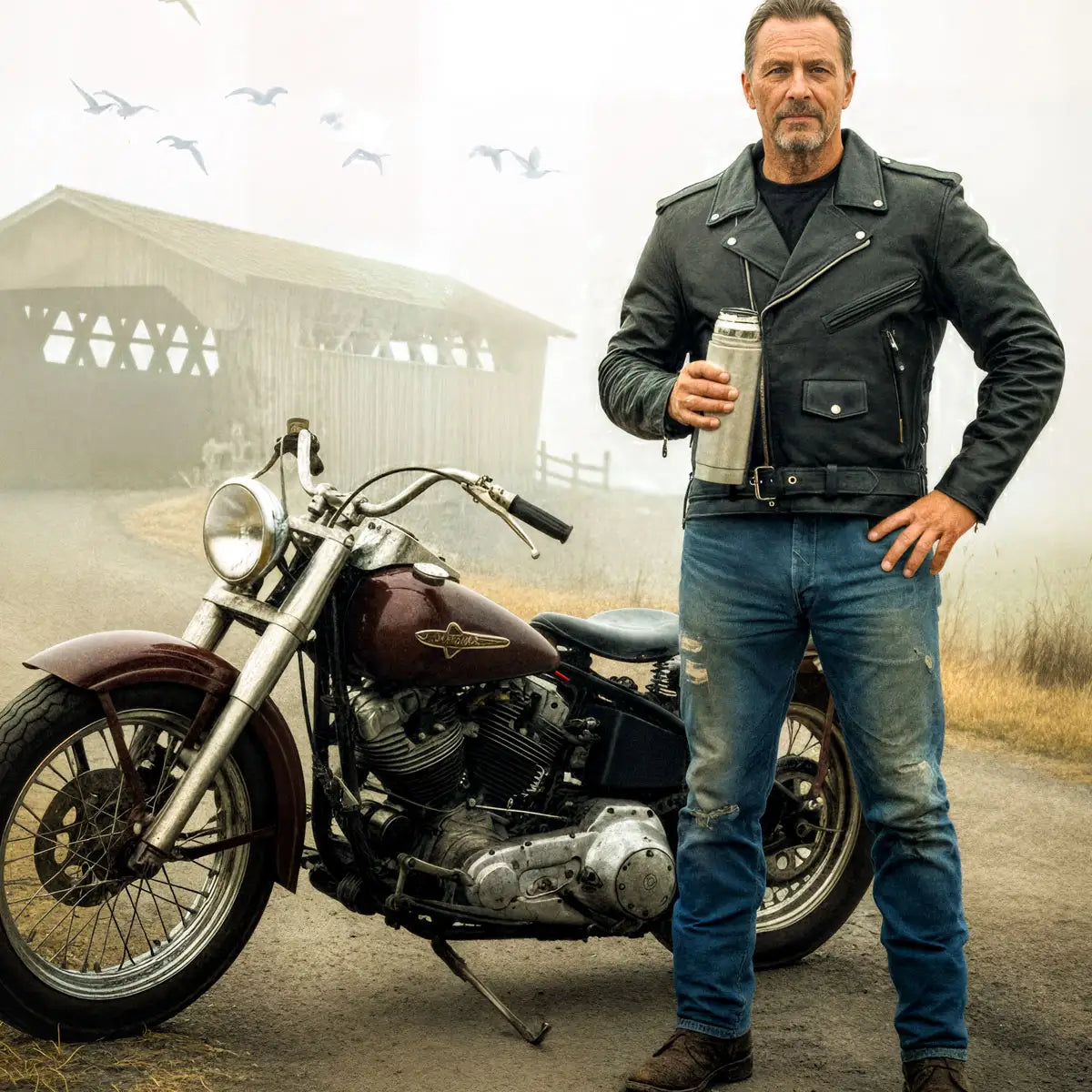 Hot Leathers JKM1002 Classic Men’s Motorcycle Leather Jacket with Zip Out Lining