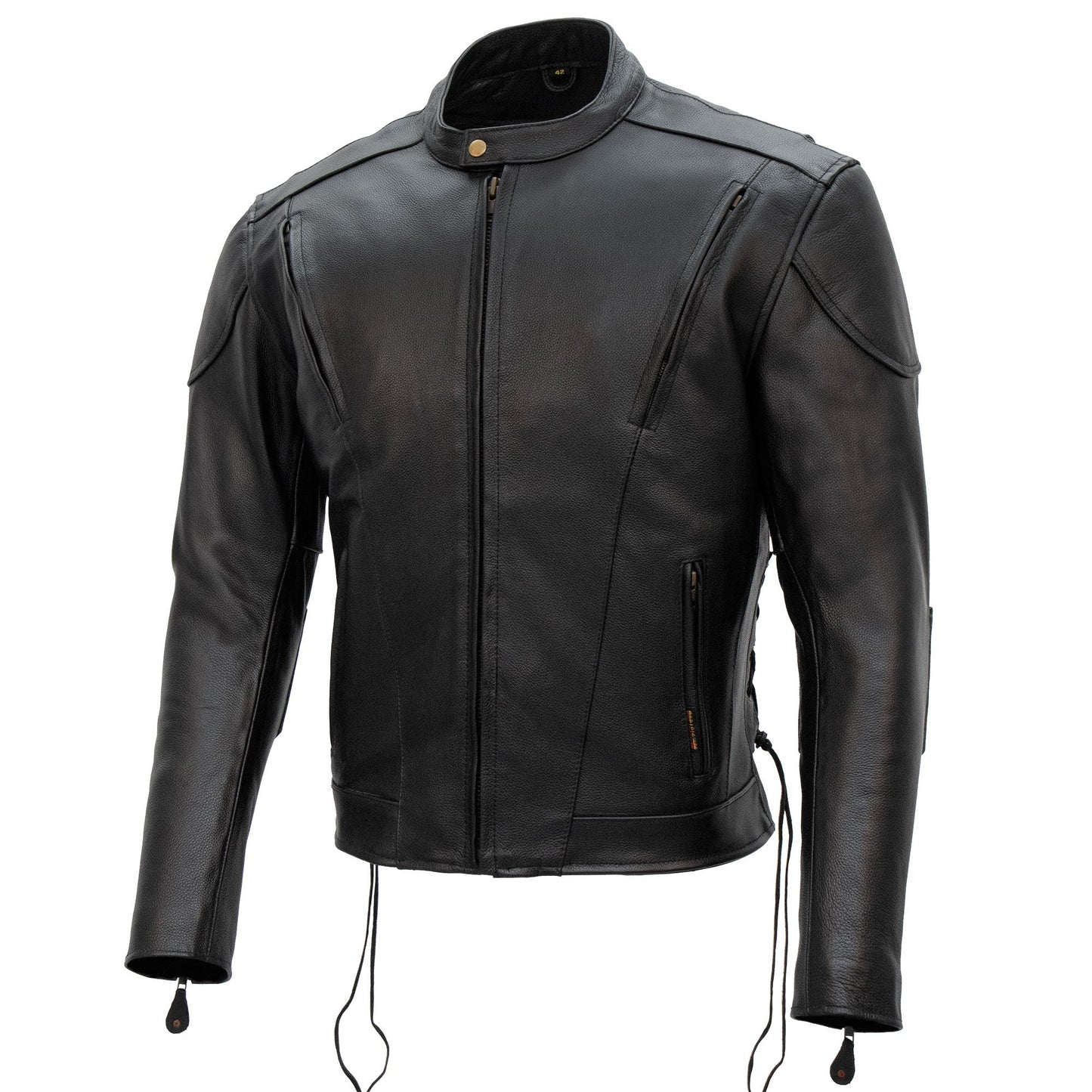 Hot Leathers JKM1010 Men's Motorcycle Vented Leather Biker Jacket