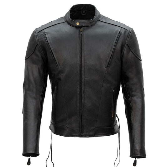 Hot Leathers JKM1010 Men's Motorcycle Vented Leather Biker Jacket
