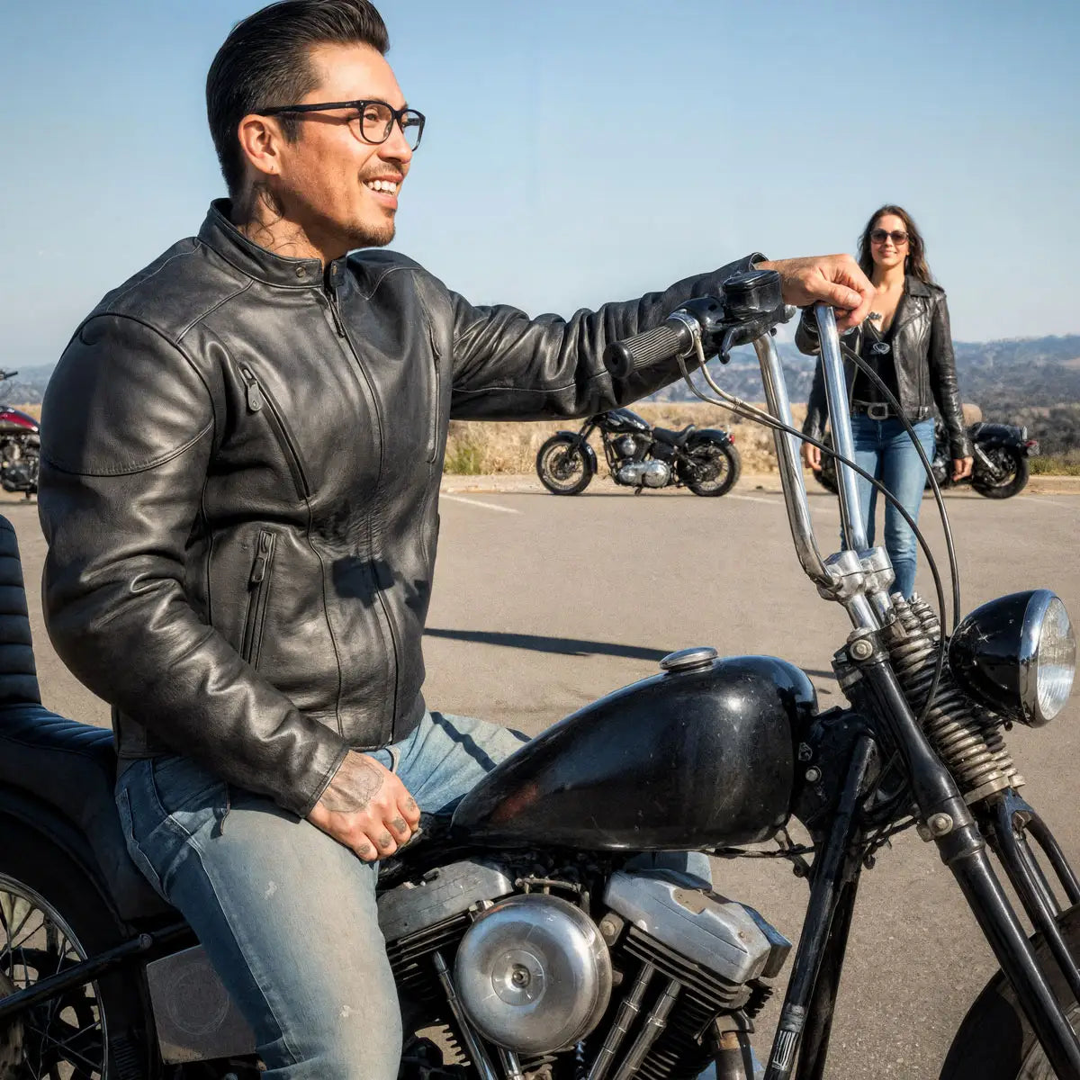 Hot Leathers JKM1010 Men's Motorcycle Vented Leather Biker Jacket