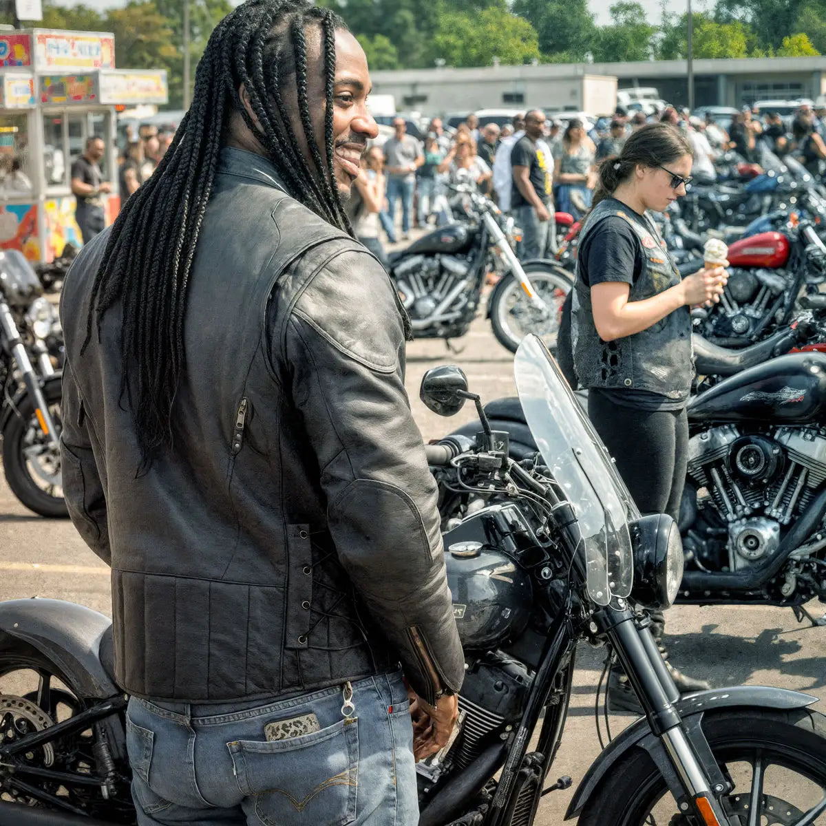 Hot Leathers JKM1010 Men's Motorcycle Vented Leather Biker Jacket