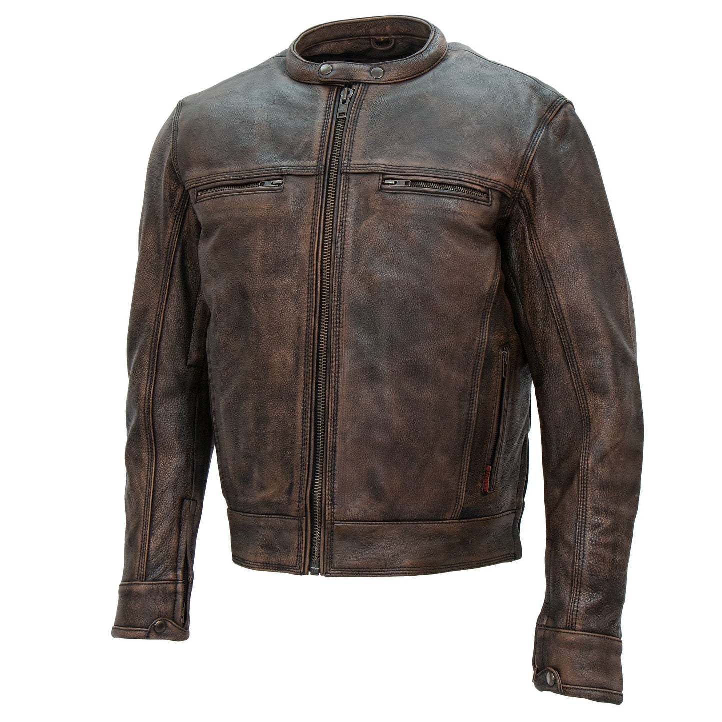 Hot Leathers JKM1019 Men's Distressed Brown Leather Motorcycle Biker Jacket with Gun Pockets