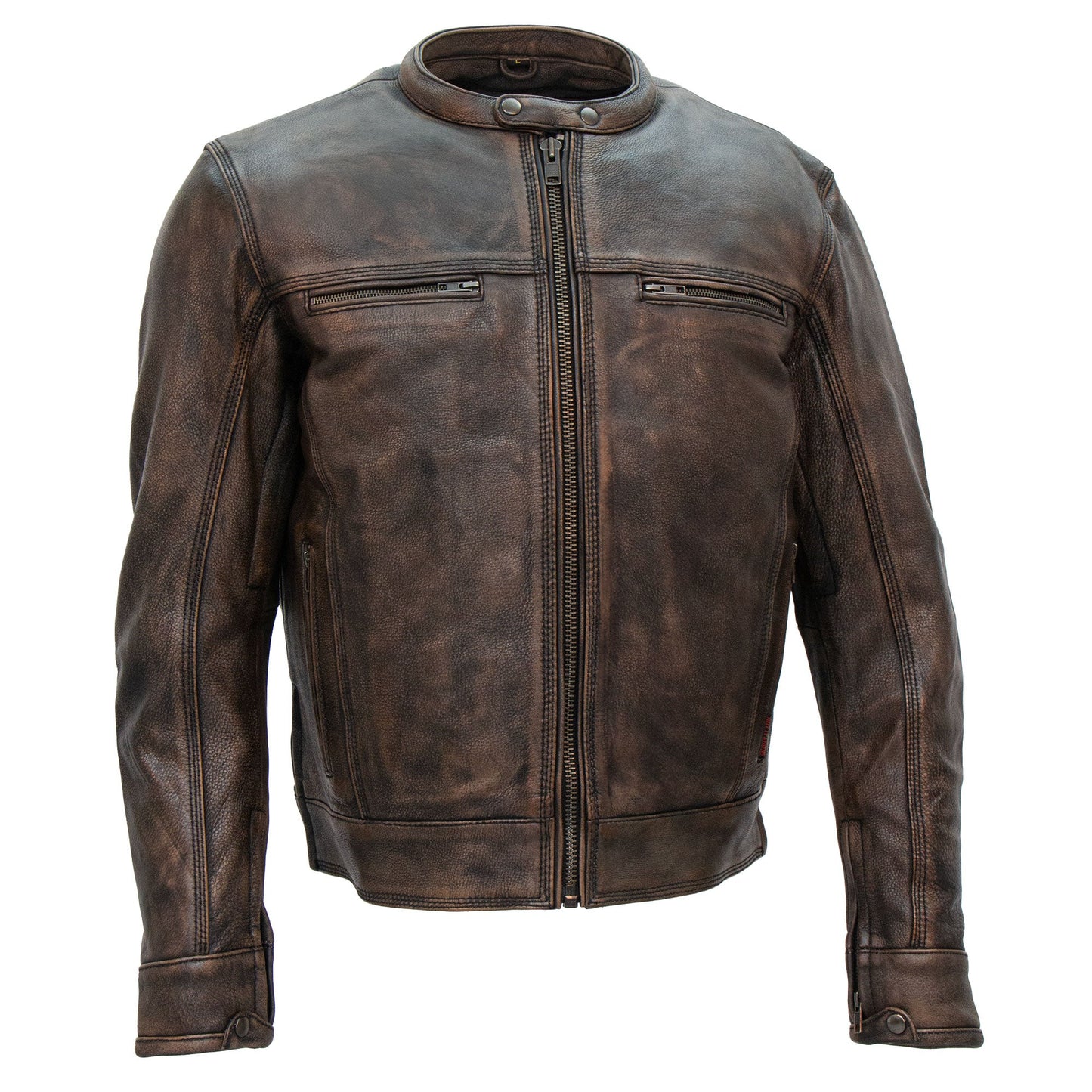 Hot Leathers JKM1019 Men's Distressed Brown Leather Motorcycle Biker Jacket with Gun Pockets