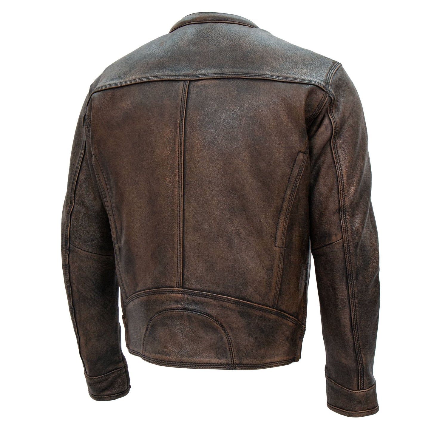 Hot Leathers JKM1019 Men's Distressed Brown Leather Motorcycle Biker Jacket with Gun Pockets