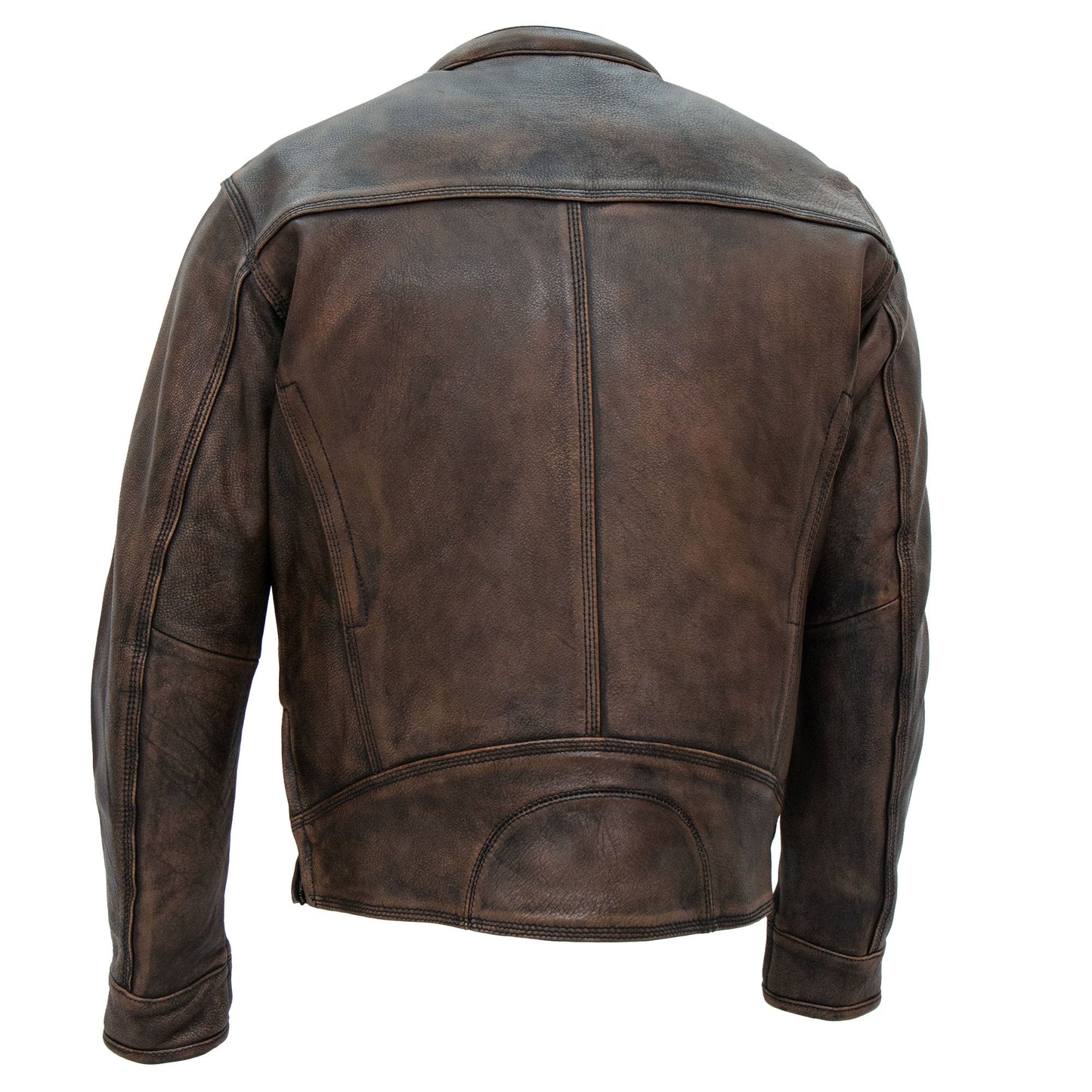 Hot Leathers JKM1019 Men's Distressed Brown Leather Motorcycle Biker Jacket with Gun Pockets