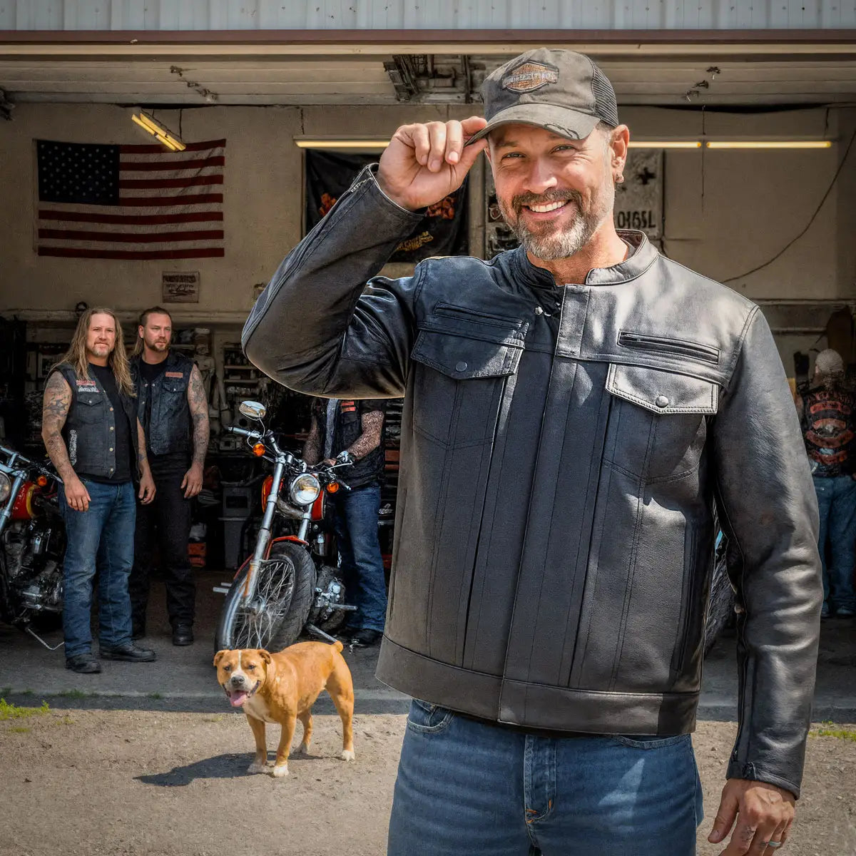 Hot Leathers JKM1028 Men's Black Leather Motorcycle style Biker Jacket with Zip Out Lining