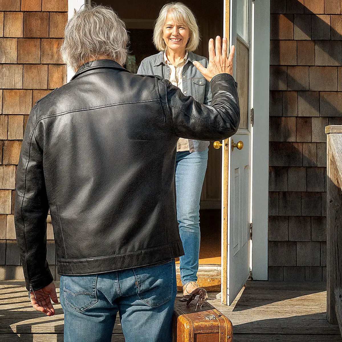 Hot Leathers JKM1028 Men's Black Leather Motorcycle style Biker Jacket with Zip Out Lining