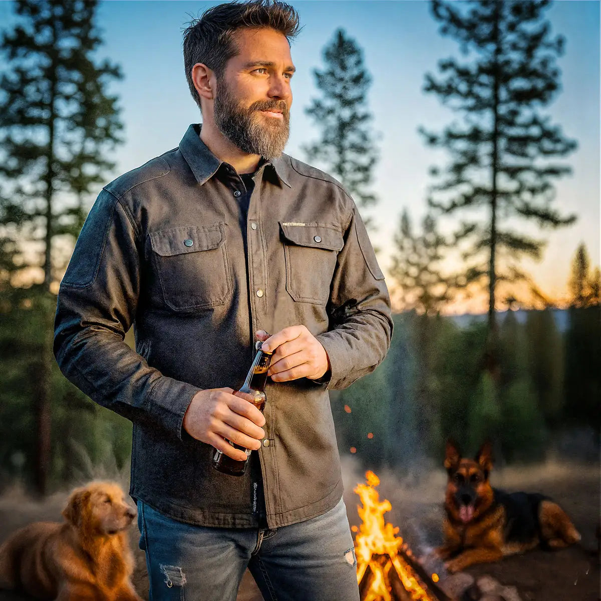 Hot Leathers Men's Waxed Cotton Concealed Carry Shirt Jacket