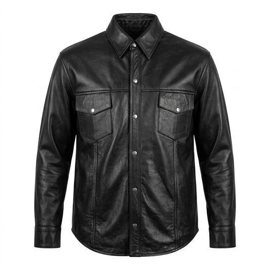 Titan - Men's Shirt style Premium Leather Biker Jacket