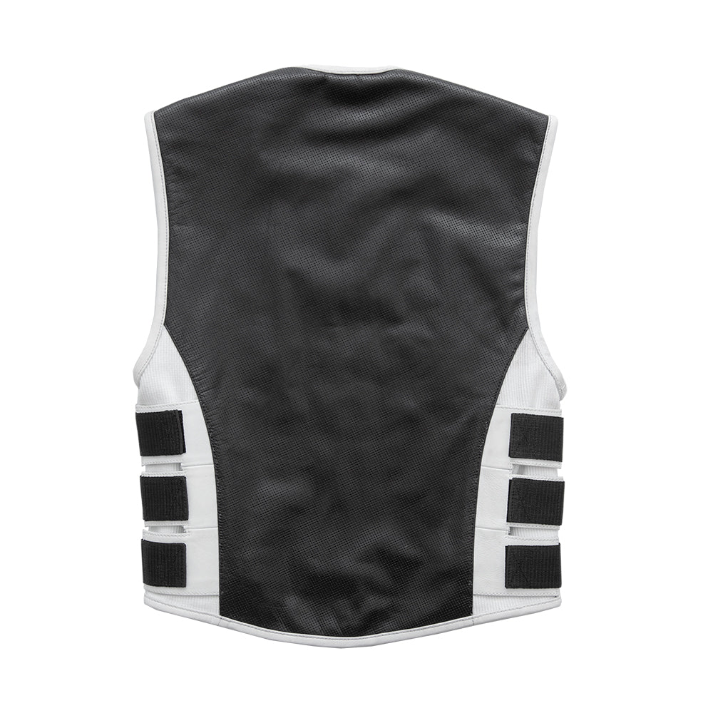 Perforated Leather Club Style Motorcycle Vest 
